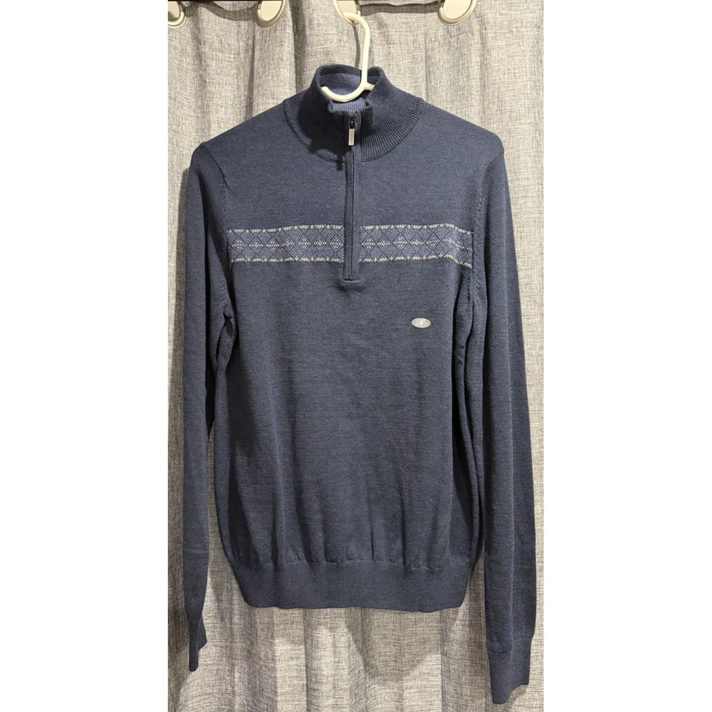 Van Heusen Blue Mens 1/4-Zip Sweater Size Small Stripe Design NWT Cotton/Acrylic